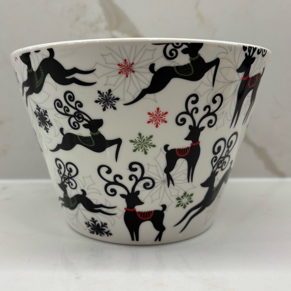 Boston Warehouse Festive Reindeer Ceramic Planter or Snack Bowl New